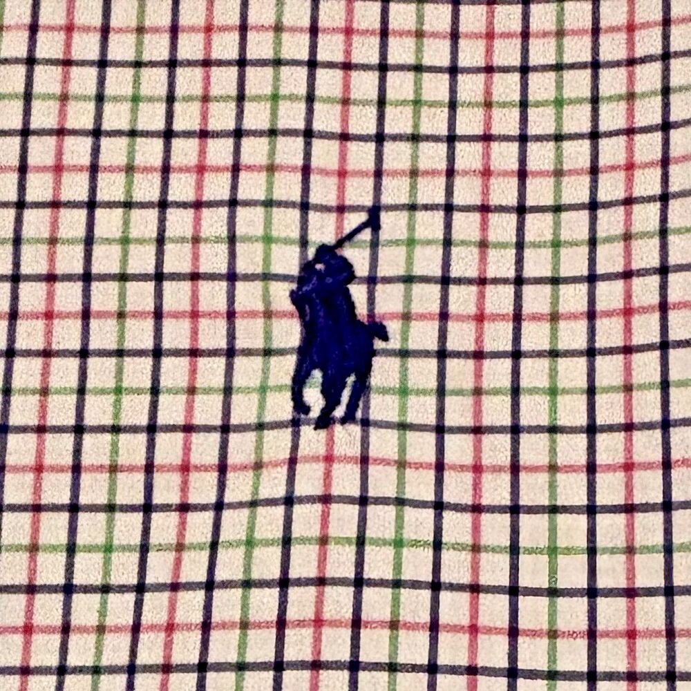 Ralph Lauren Shirt Men's Size Medium Windowpane Blue Pink Green Button Down